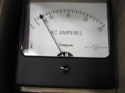 Simpson 4TL71 35076 AC Amperes Panel Meter amps amp 0-25 NEW
