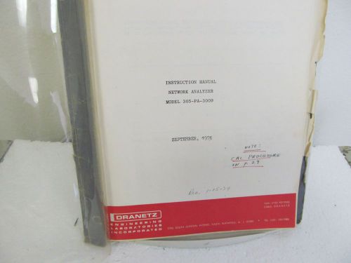 Dranetz 305-pa-3009 network analyzer instruction manual for sale