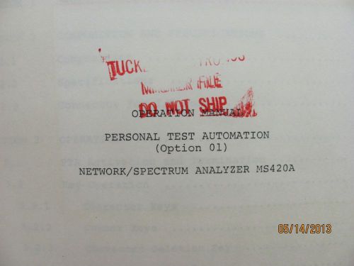 ANRITSU MODEL MS420A: Network/Spectrum Analyzer - PTA  - Operation Manual #16747