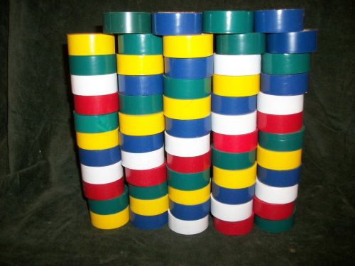 LOT OF 59 ROLLS 12 FT 3/4 IN ELECTRICAL TAPE VARIOUS COLORS NEW OUT OF PACKAGING