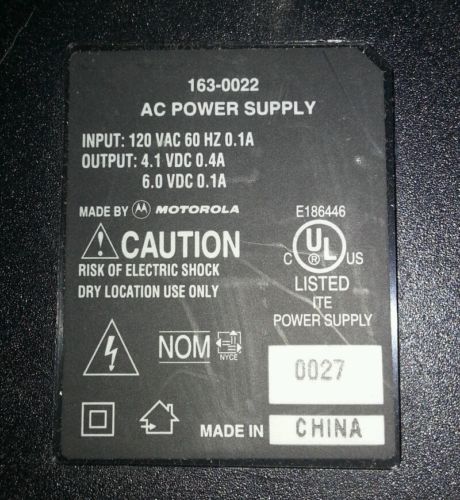 ITE Motorola 163-0022 4.1V 6V Battery Charger AC Adapter Power Supply