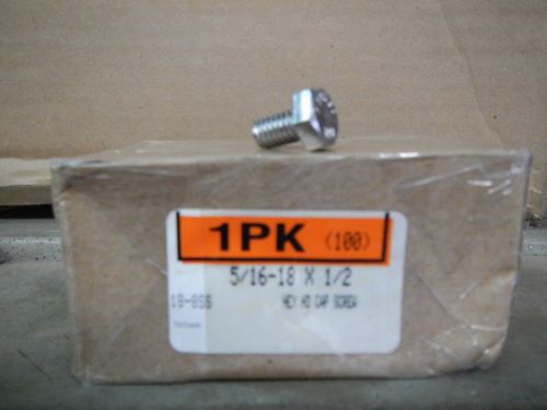 5/16 -18 x 1/2 18-8ss stainless steel hex head cap bolts full thread 100 qty