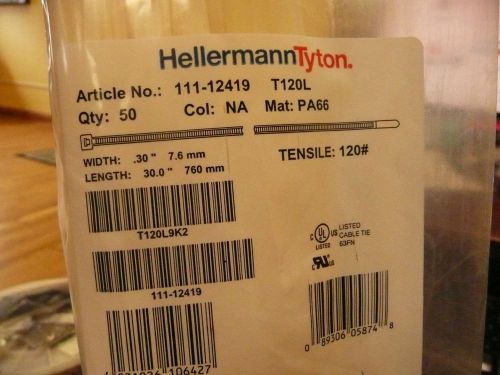 Hellermann Tyton  MS3367-6-9     T120L9K2  Cable ties  30&#034; Natural    50pcs