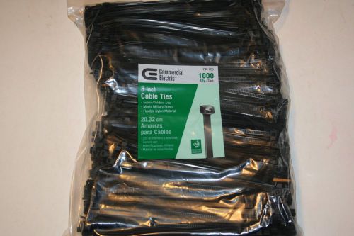 Commercial electric 8&#034; 8 inch flexible nylon cable ties military specs lot 2000 for sale