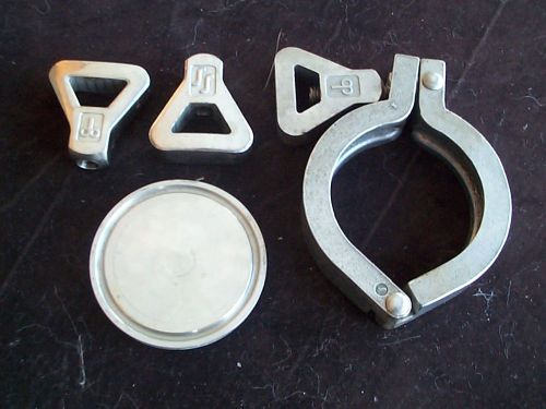 Waukesha Cherry Burrell 2&#034; stainless steel pipe clamp - end cap &amp; extra nuts