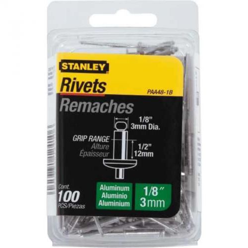 Alum rivets 1/8&#034;x1/2&#034; 100pk paa48-1b stanley misc specialty nails paa48-1b for sale