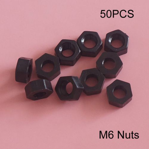 50pcs Black Nylon M6 Screw Nuts