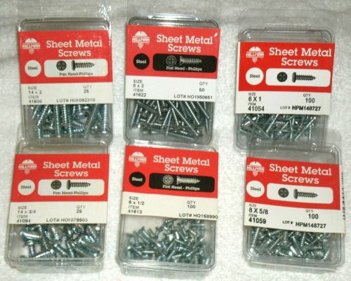 New 6 pks steel sheet metal screws / phillips / assorted sizes / 400 screws for sale