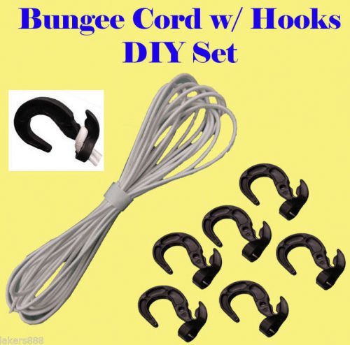 Bungee Cord w/ Hooks DIY Set 3/16&#034;x 30 FT Marine Grade UV Shock Resuable Stretch