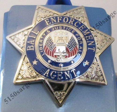 Nickel:  bail enforcement agent  badge. 7 point star 3&#034; for sale