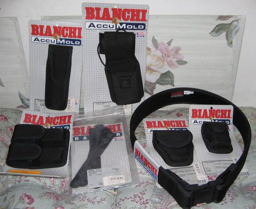 New bianchi accumold complete black nylon gun belt men&#039;s medium police holster for sale