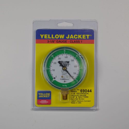 Yellow Jacket 69044 3-1/8&#034; Mechanical Vacuum Gauge 0-30 Hg - NEW!