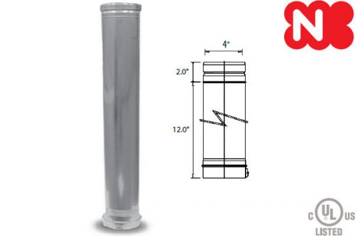 Noritz vp4-12str tankless water heater 4&#034; diameter 12&#034; long vent pipe stainless for sale