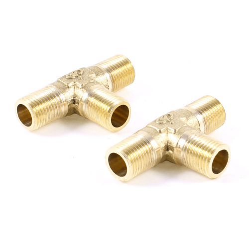 Tee Shaped Brass Equal Male Thread 1/8&#034;PT Hex Nipple Quick Fittings 2 Pcs
