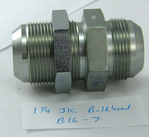 Hydraulic Fitting, Parker 1 1/4&#034; JIC Bulkhead Union, 20 JIC, NOS, #B16-7