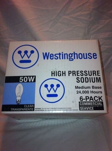 (6) Westinghouse 50W High Pressure Sodium Commercial Medium Base Bulbs.24,000hrs
