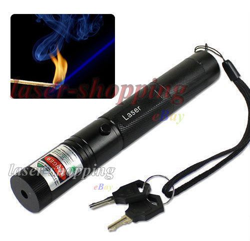 New military 405nm blue laser pointer light beam high power pen zoom focus+key for sale