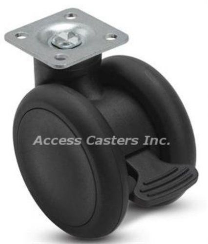 65sbpsb 65mm twin wheel swivel plate caster black with brake, 110 lbs capacity for sale