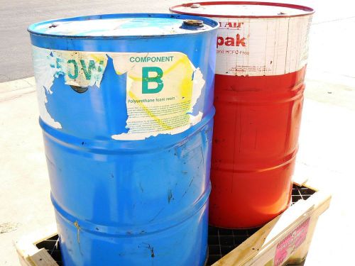Sealed air instapak chemicals part a + b 20 gal in drum barrel containment base for sale