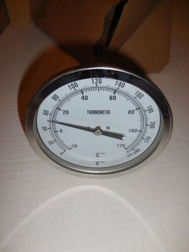 PIC Gauge B5A4-II Bimetal Thermometer Stainless Steel Adjust Angle 5&#034; Dial NIB