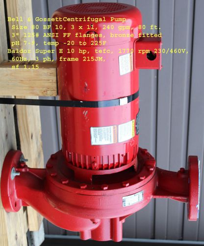 Bell &amp; gossett centrifugal pump, series 80,  3x11,  240gpm@80&#039;, 10hp tefc for sale