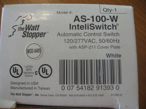 NEW Watt Stopper AS-100-W Inteliswitch Automatic Control Switch