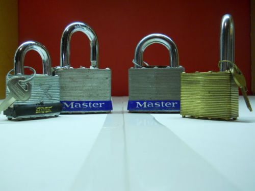2 Hardened Master Locks No 15 3 5/8&#034;  x 2 1/2&#034; &amp; 2 smaller locks