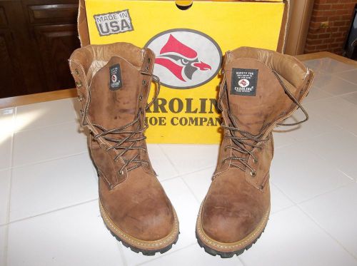 Mens work boots carolina steel toe leather 9&#034; size 8.0 d like new logging rec for sale