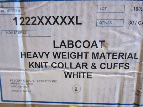 Precept lab coat heavy weight size 5x knit collar &amp; cuffs white case/30 1222 xx for sale