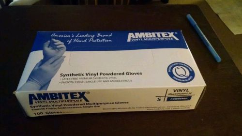 AMBITEX SYNTHETIC VINYL POWDERED SMALL GLOVES. #VSM5101--100 per box