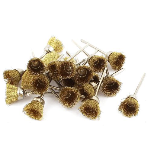 22 pcs 2.3mm shank 15mm cup shape brass wire polishing brush for rotary tool for sale