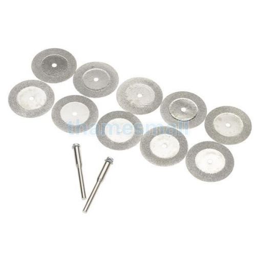 10pcs 35mm Diamond Cut Off Disc Wheel Rotary Tool w/ Two Mandrel Arbor #05261
