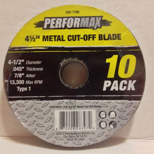 10 Pack of Performax 4 1/2&#034; Metal Cut Off Wheels Blades Grinding Cutting Steel