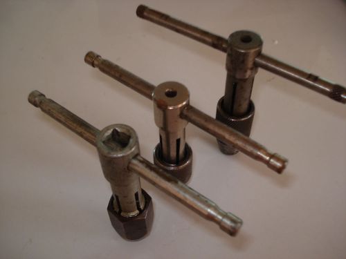 Lot of 3 assorted vintage t handle tap wrenches includes greenfield gtd no 332 for sale