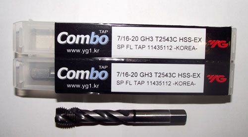 3pc 7/16-20 YG1 Combo Tap Spiral Flute Taps for Multi-Purpose Coated
