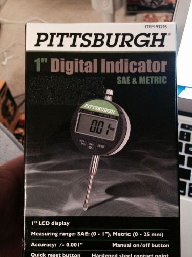 Pittsburgh 1&#034; Digital Indicator SAE &amp; Metric 93295 FREE SHIP