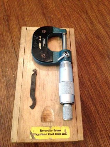 VERY NICE FOWLER 52-229-001 0-1&#034; OUTSIDE MICROMETER .0001