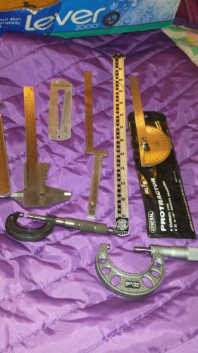 Great machinist lot caliber micro protractor  and metal  rulers