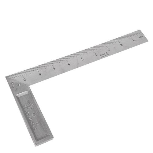 90 degree angle 0 - 25 centimeters 0-10 inch metal square ruler silver tone for sale