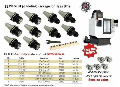Techniks bt30 tooling package er20 + end mill holders + pull studs  haas dt-1 for sale