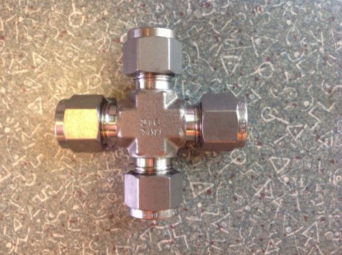 New (lot of 10) stainless  union cross fitting 3/8&#034; tube od  swagelok ss-600-4 for sale