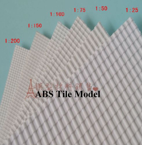 4pcs ABS Styrene Tile Roofs Patterns A4 200mm x 300mm White Model 1:25 #EH-85