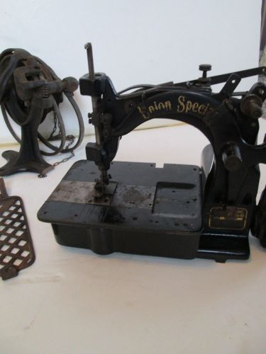 antique Union Special 19000 K Sewing Machine with foot pedal &amp; pulleys.  Vintage