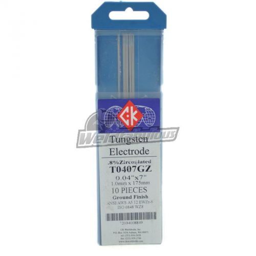CK T0407GZ .8% Zironiated Tungsten Electrode .040&#034; X 7&#034; Pkg = 10