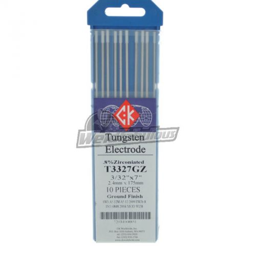 CK T3327GZ .8% Zirconiated Tungsten Electrode 3/32&#034; X 7&#034; Pkg = 10