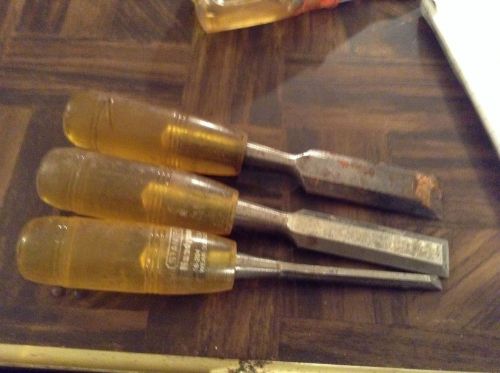 Lot of three stanley wood chisels #16–204 for sale