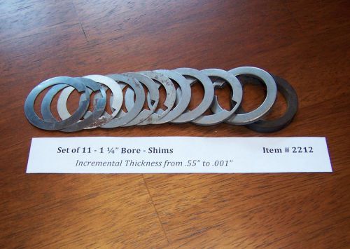 Shaper cutter spindle shim spacer  - 1 1/4” bore - set of 11 from .55” to .001” for sale