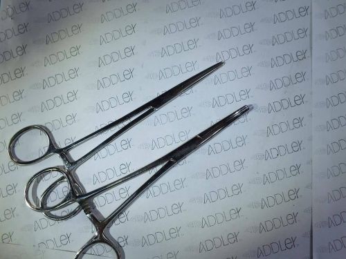 ADDLER German Stainless 1 Straight 1 Curved Artery Hemostates Forceps