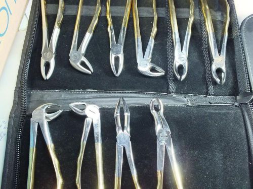 Golden Anatomical Molors Roots Forceps Set ADDLER German Stainlessqty-10