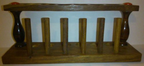 6 place wooden test tube rack-25mm openings-stained for sale